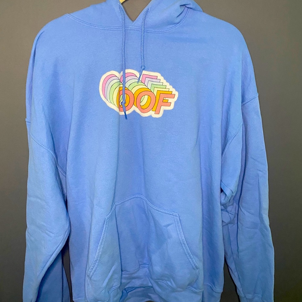 OOF blue hoodie comfy oversized Gildan sweatshirt